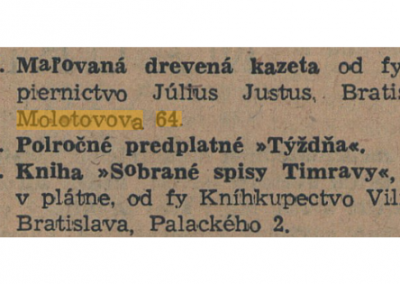 Papierníctvo Július Justus, Molotovova 64 (BA)
